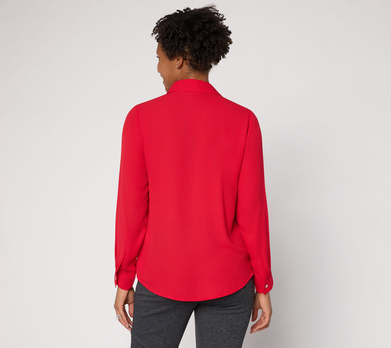 Joan Rivers Pintuck Long Sleeve Blouse with Sparkle Buttons — View 4