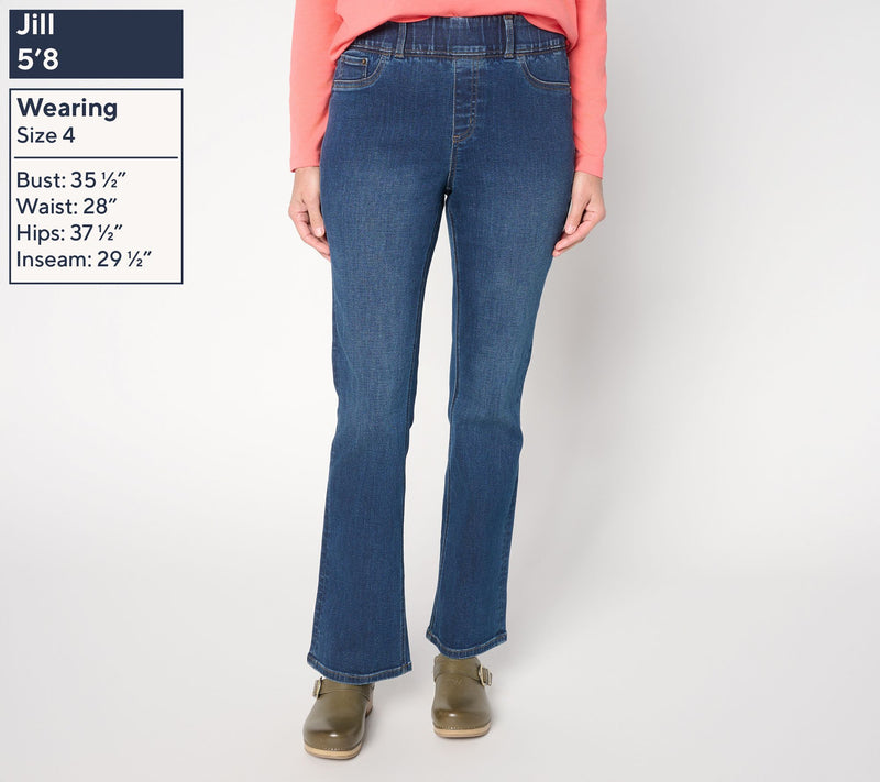 Denim & Co. Regular Indigo Easy Stretch Full Length Baby Boot Jean — View 3