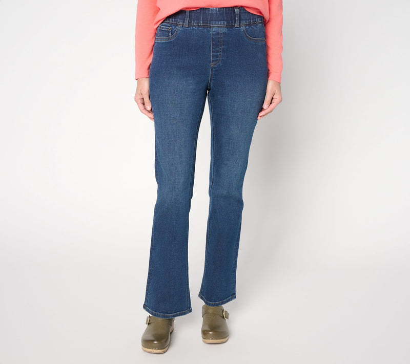 Denim & Co. Regular Indigo Easy Stretch Full Length Baby Boot Jean — Main view