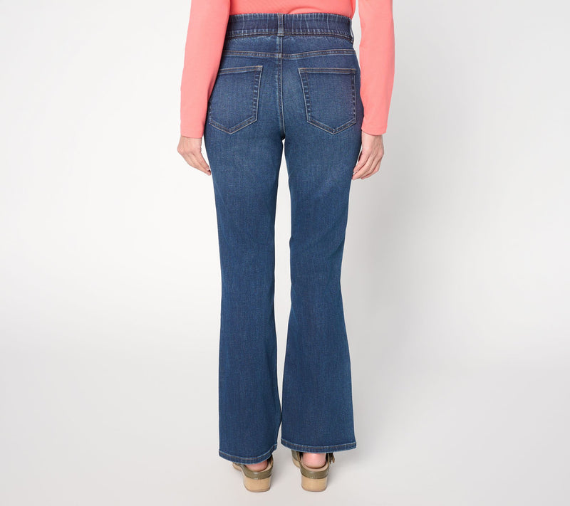 Denim & Co. Regular Indigo Easy Stretch Full Length Baby Boot Jean — View 4