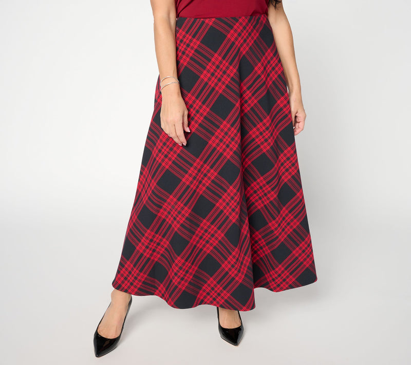 Joan Rivers Regular Biased Plaid Maxi Skirt with Hidden Zipper — View 10