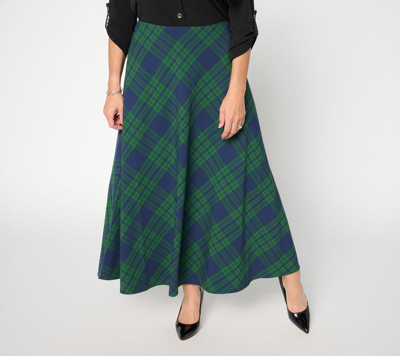 Joan Rivers Regular Biased Plaid Maxi Skirt with Hidden Zipper — View 11