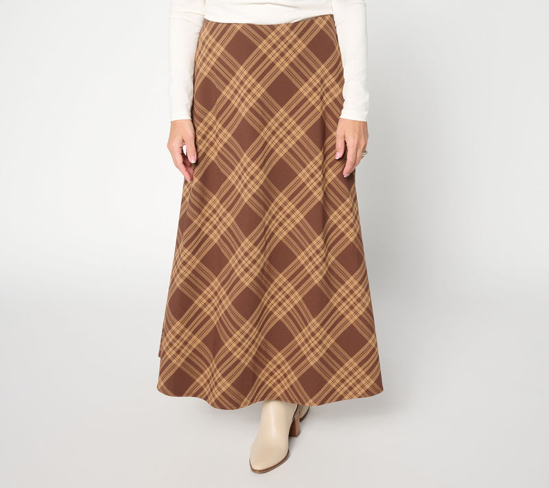 Joan Rivers Regular Biased Plaid Maxi Skirt with Hidden Zipper — View 12