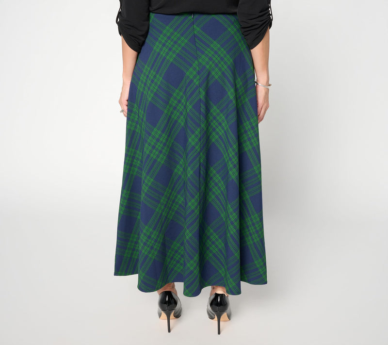 Joan Rivers Regular Biased Plaid Maxi Skirt with Hidden Zipper — View 7