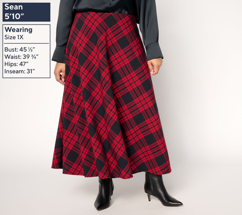 Joan Rivers Regular Biased Plaid Maxi Skirt with Hidden Zipper — View 5