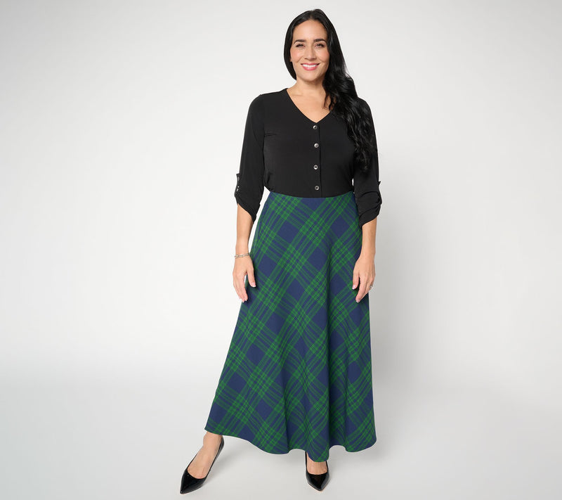 Joan Rivers Petite Biased Plaid Maxi Skirt with Hidden Zipper — View 5