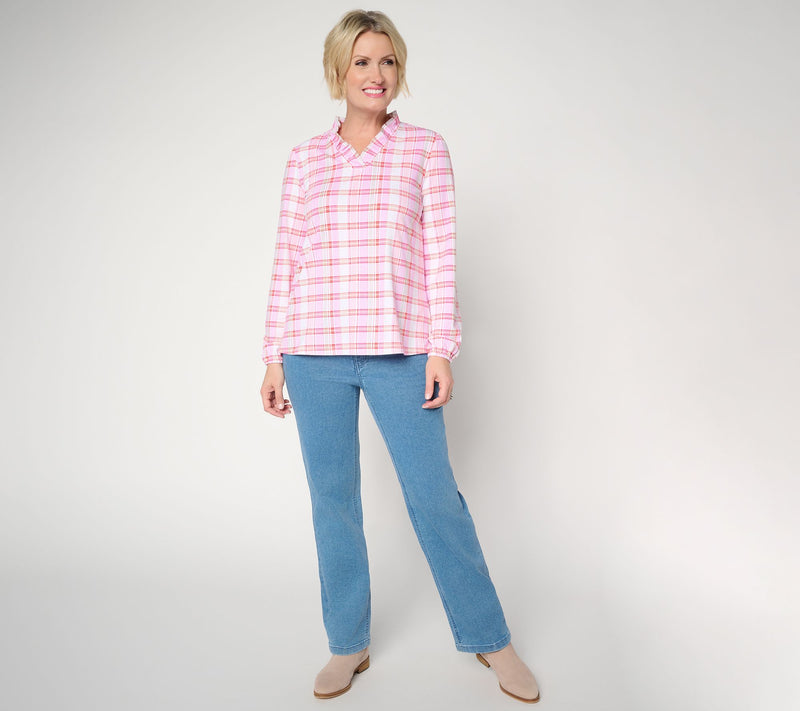 Denim & Co. Regular Comfy Knit Striaght Leg Jeans — View 7