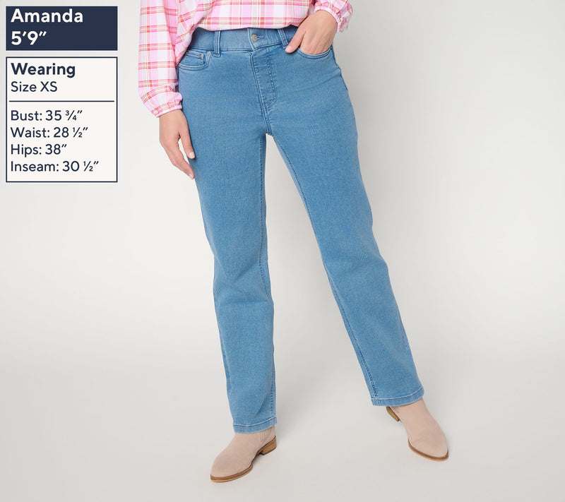 Denim & Co. Petite Comfy Knit Straight Leg Jeans — View 9