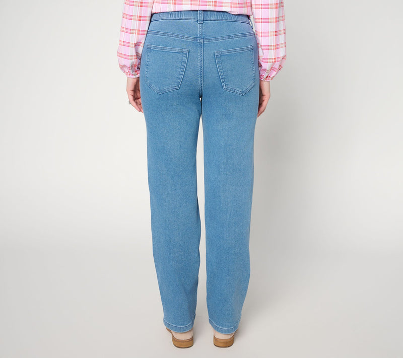 Denim & Co. Petite Comfy Knit Straight Leg Jeans — View 10