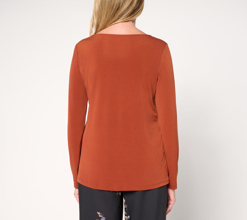 Susan Graver Essentials Liquid Knit Ballet-Neck Top — View 5