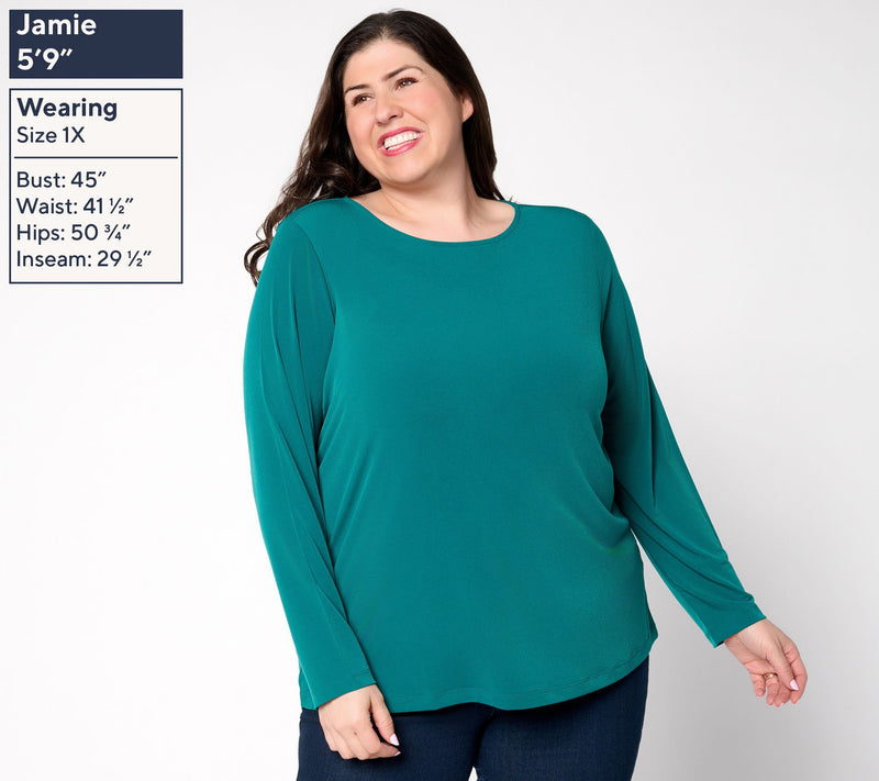 Susan Graver Essentials Liquid Knit Ballet-Neck Top — View 3
