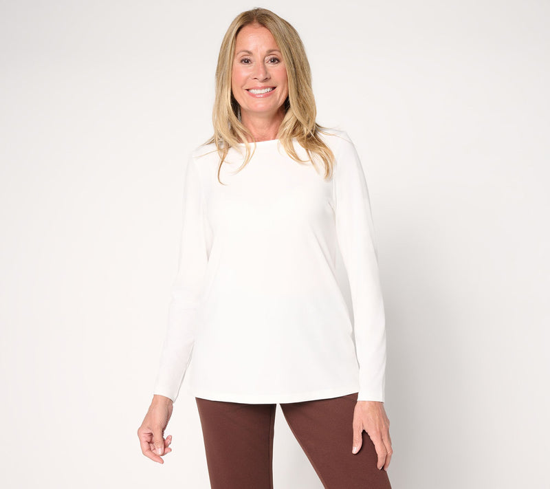 Susan Graver Essentials Liquid Knit Ballet-Neck Top — View 14