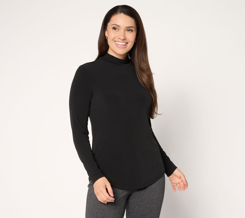 Susan Graver Sleek Essentials Liquid Knit Mock Neck Top — View 12