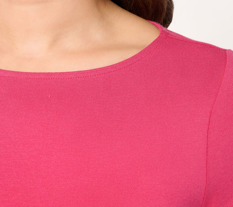 Susan Graver Essentials Comfy Cotton Bateau Neck Top — View 6