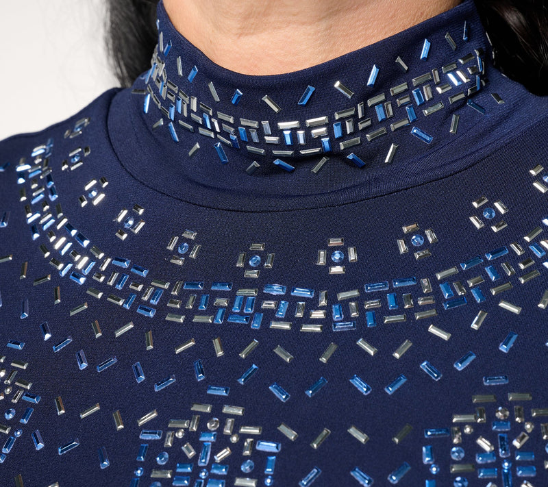 Susan Graver Occasions Liquid Knit Embellished Mock-Neck Top — View 7