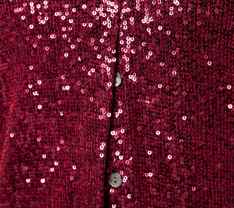 Susan Graver Occasions Sequin Button Front Top with Cami — View 12