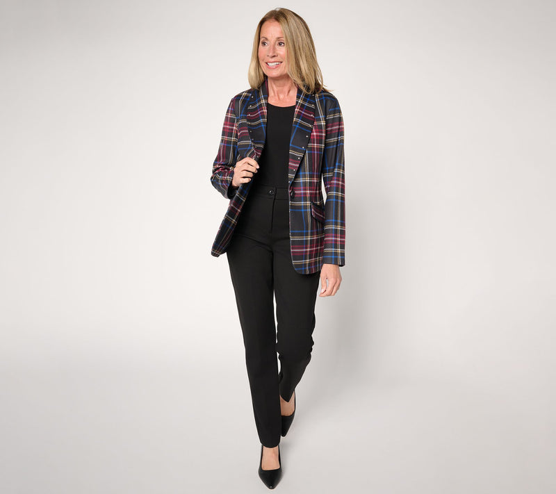 GRAVER Susan Graver Regular Printed Ponte Blazer with Studs — View 7