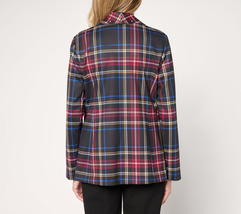GRAVER Susan Graver Regular Printed Ponte Blazer with Studs — View 6