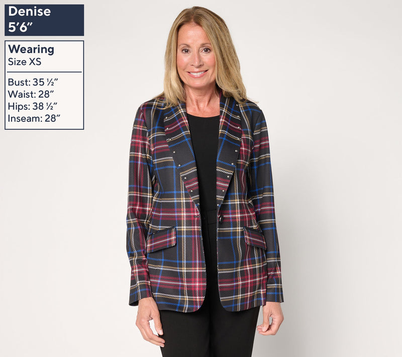 GRAVER Susan Graver Regular Printed Ponte Blazer with Studs — View 5
