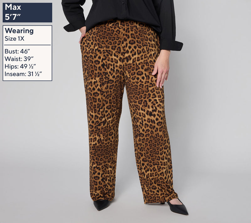 Susan Graver Regular Printed Liquid Knit Wide Leg Pull-On Pants — View 4