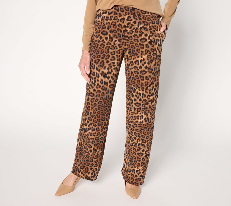 Susan Graver Regular Printed Liquid Knit Wide Leg Pull-On Pants — View 10