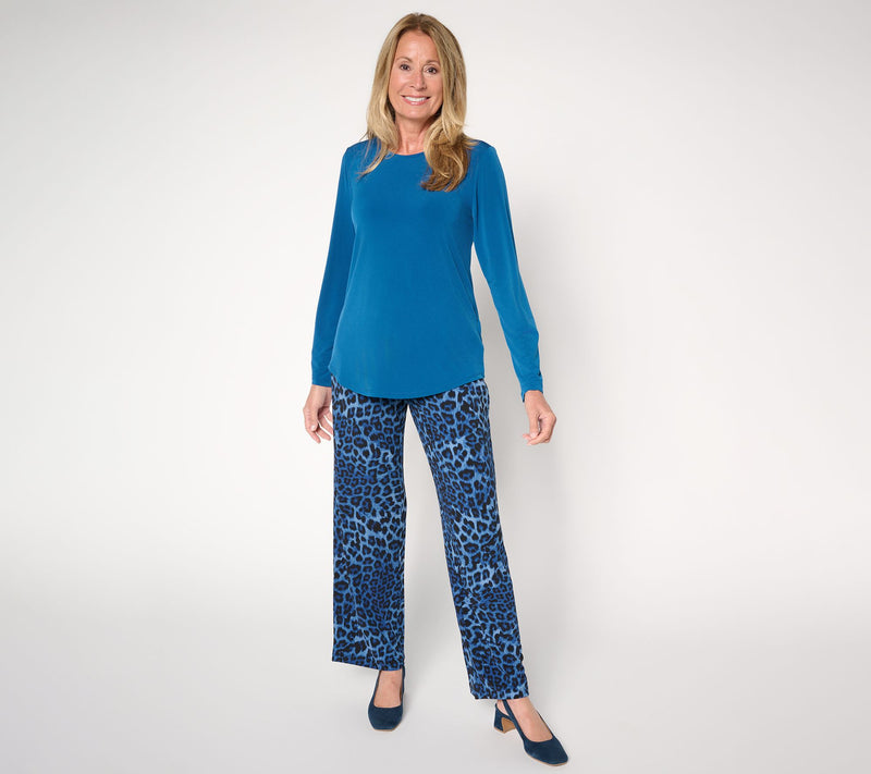 Susan Graver Regular Printed Liquid Knit Wide Leg Pull-On Pants — View 7