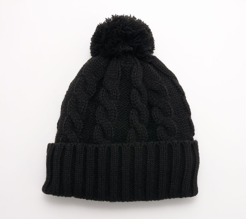 Susan Graver Cable Knit Cuffed Hat with Pom Pom — View 7