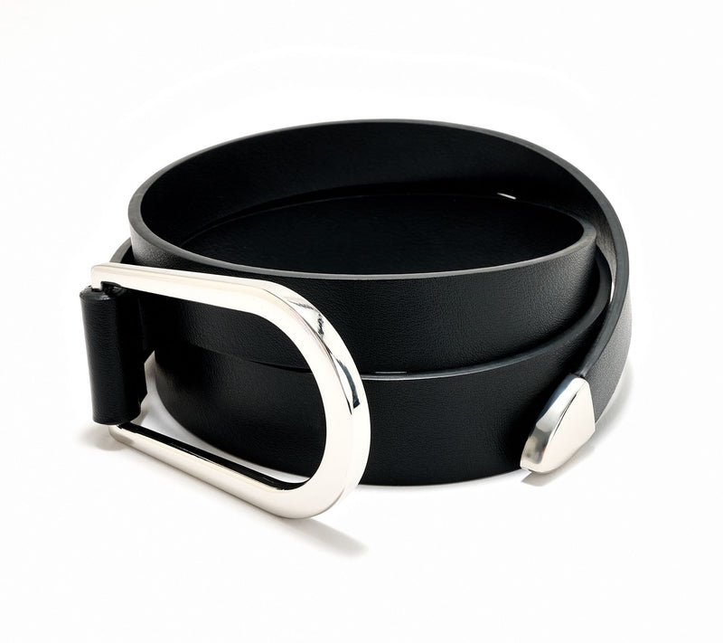 Susan Graver Faux Leather Belt with Oversized Metal Loop — View 3