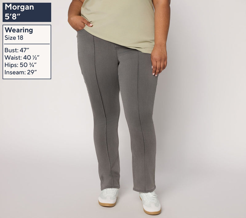 Denim & Co. Petite Comfy Knit Straight Leg Pintuck Pants — View 2