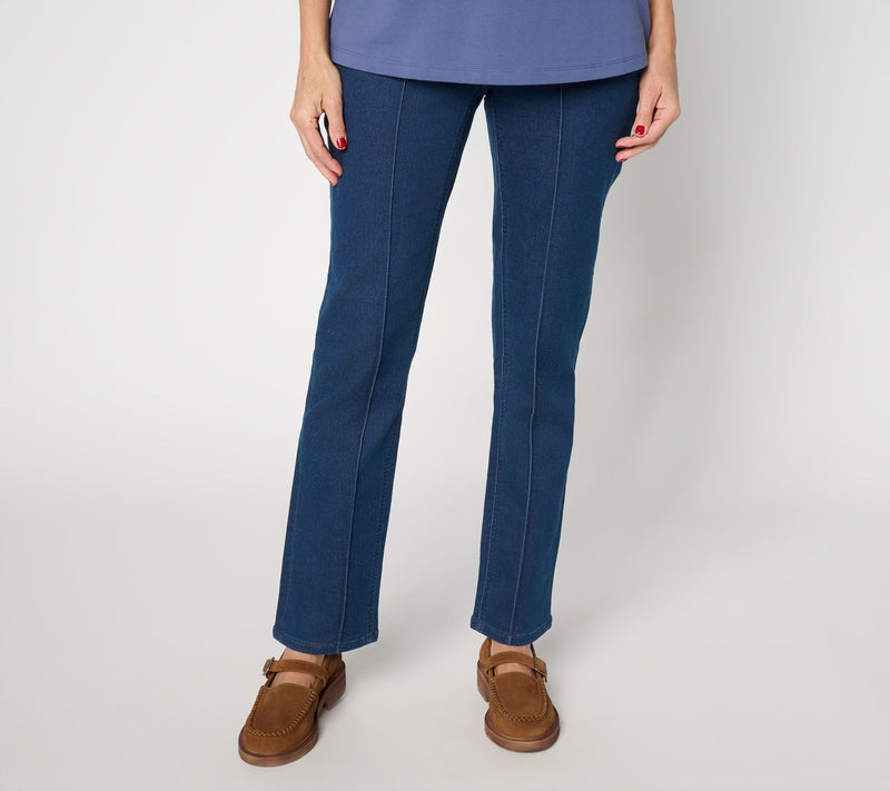 Denim & Co. Petite Comfy Knit Straight Leg Pintuck Pants — View 10