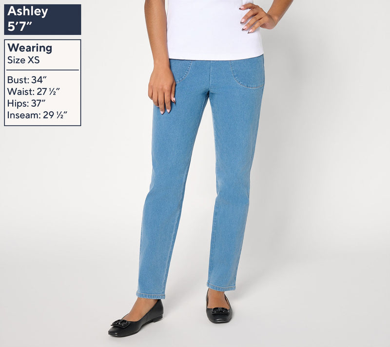 Denim & Co. Regular Indigo Flat Front Denim Side Pocket Pant — View 3