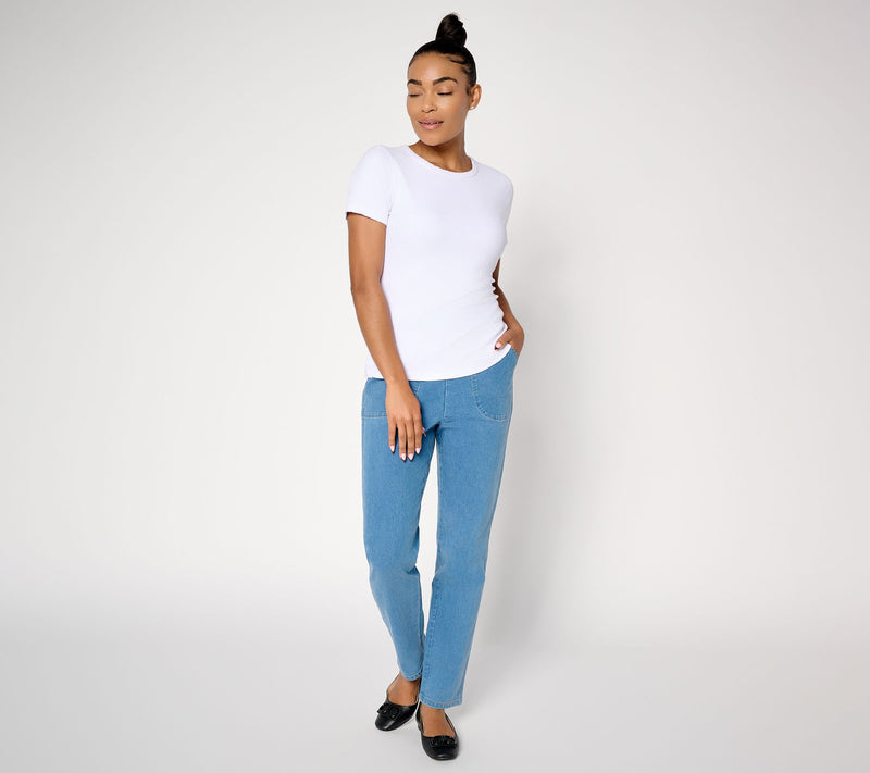 Denim & Co. Regular Indigo Flat Front Denim Side Pocket Pant — View 5