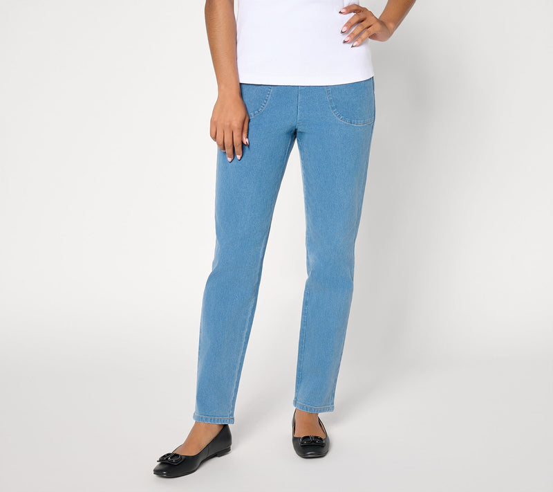 Denim & Co. Regular Indigo Flat Front Denim Side Pocket Pant — View 10