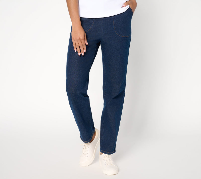 Denim & Co. Regular Indigo Flat Front Denim Side Pocket Pant — View 12