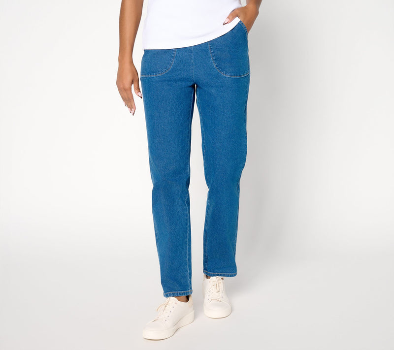 Denim & Co. Tall Indigo Flat Front Denim Side Pocket Pant — View 11