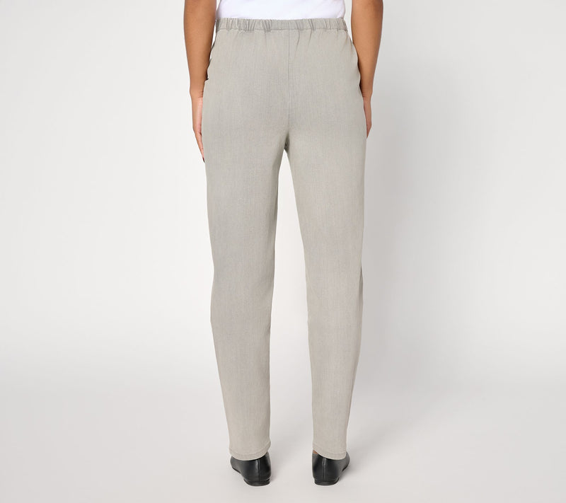 Denim & Co. Petite Black Flat Front Denim Side Pocket Pant — View 4