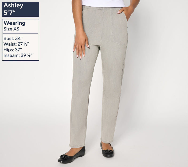 Denim & Co. Tall Black Flat Front Denim Side Pocket Pant — View 3