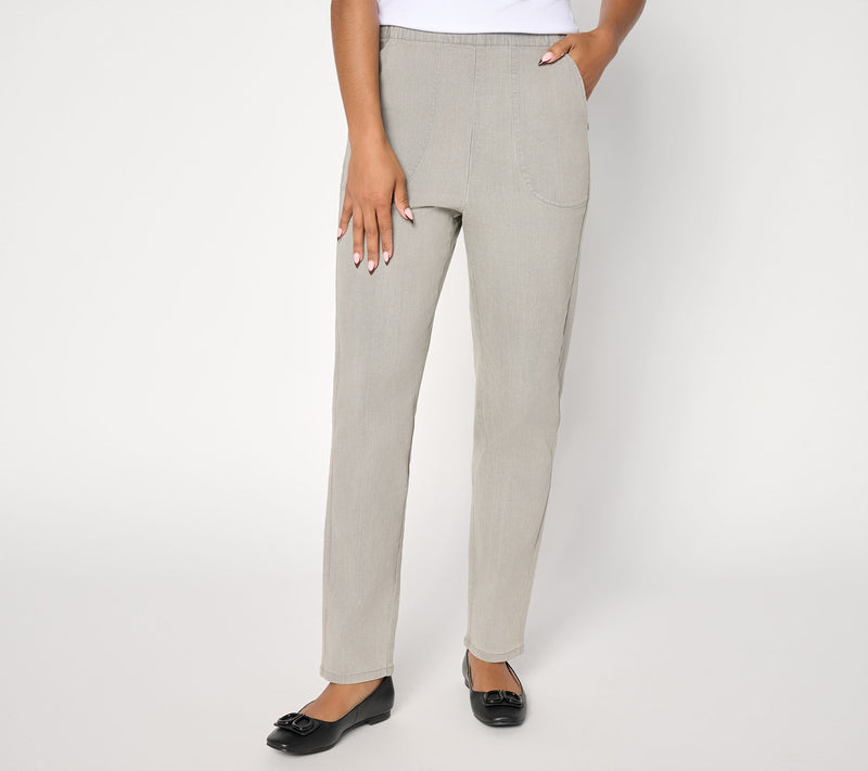 Denim & Co. Tall Black Flat Front Denim Side Pocket Pant — View 10