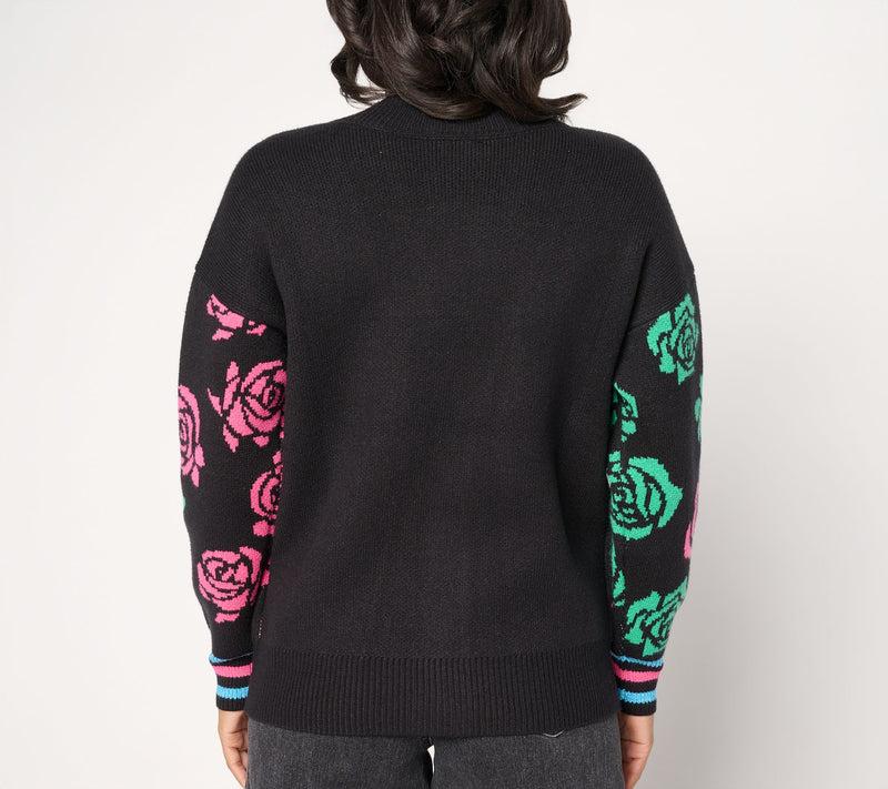 Mally Roncal Happy Love Jacquard Cardigan Sweater — View 3