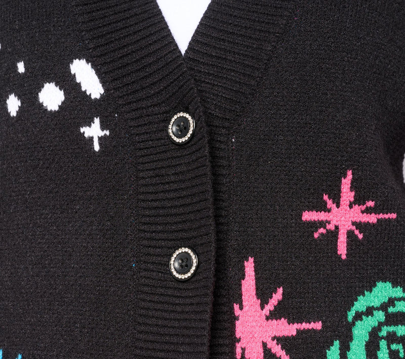 Mally Roncal Happy Love Jacquard Cardigan Sweater — View 5