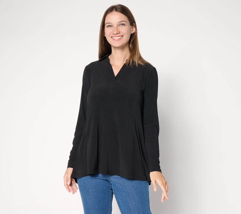 Women with Control Como Jersey Split Neck Hi Low Tunic — View 11