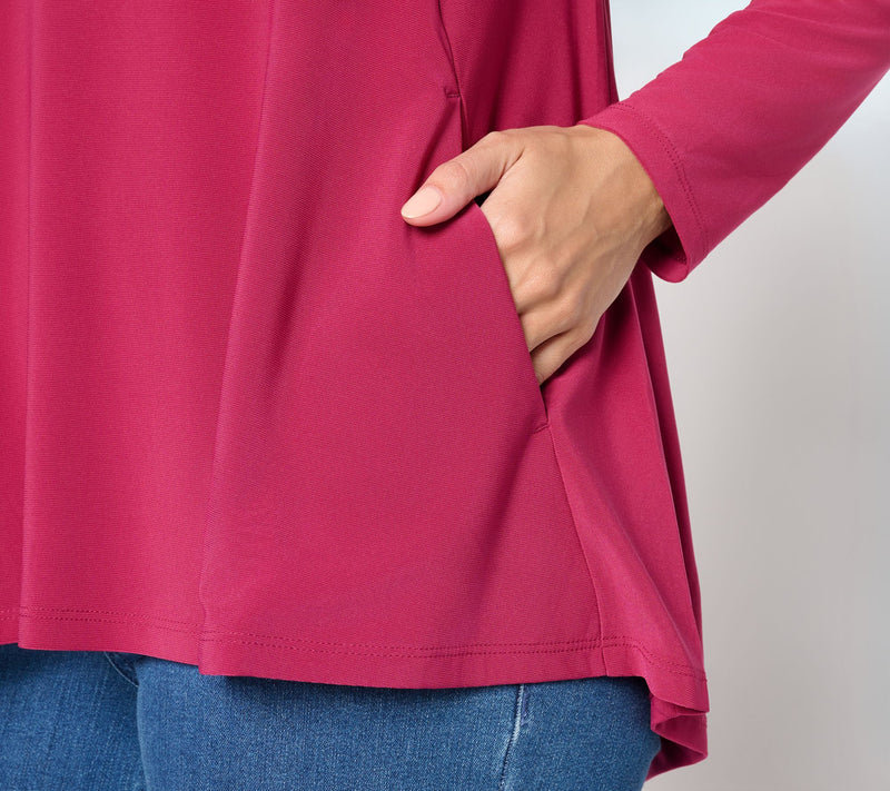 Women with Control Como Jersey Split Neck Hi Low Tunic — View 6