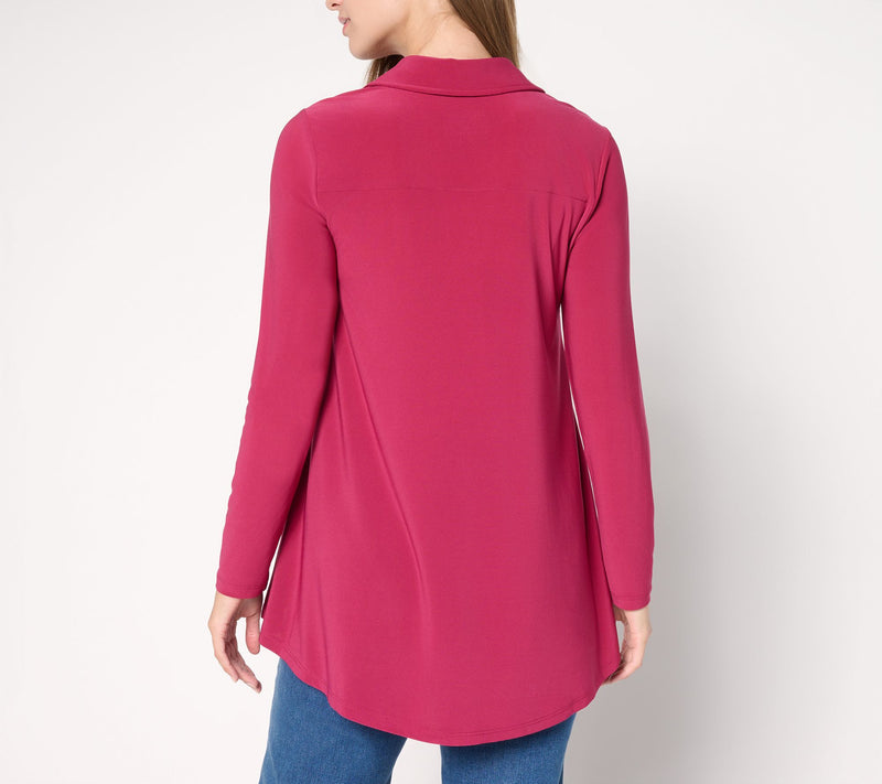Women with Control Como Jersey Split Neck Hi Low Tunic — View 4