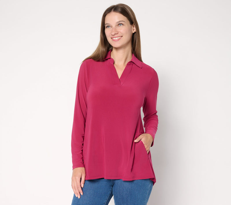 Women with Control Como Jersey Split Neck Hi Low Tunic — View 12