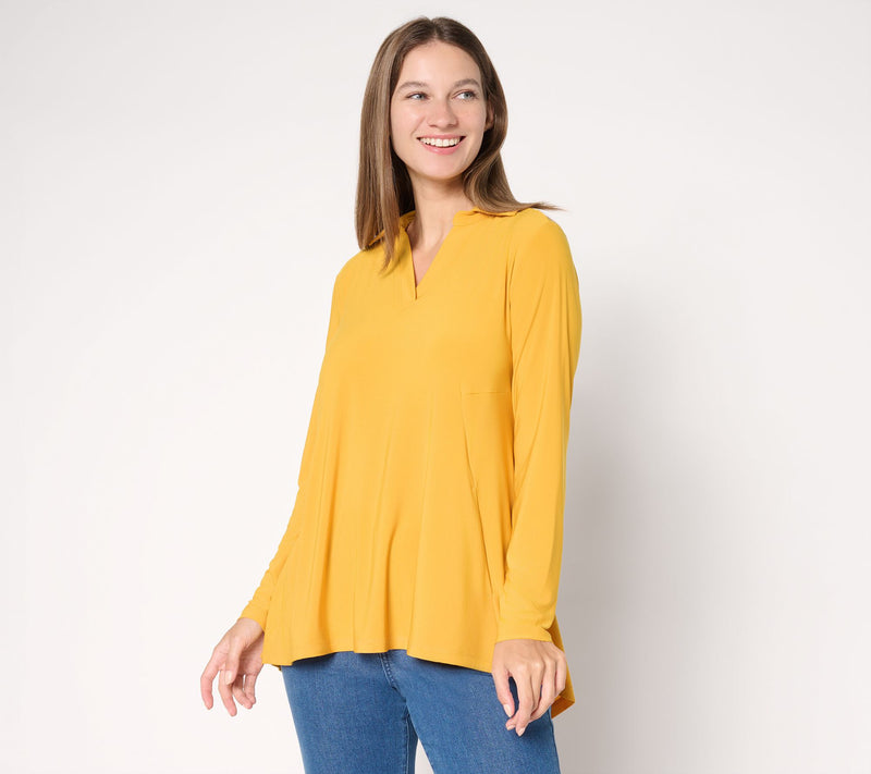 Women with Control Como Jersey Split Neck Hi Low Tunic — View 13