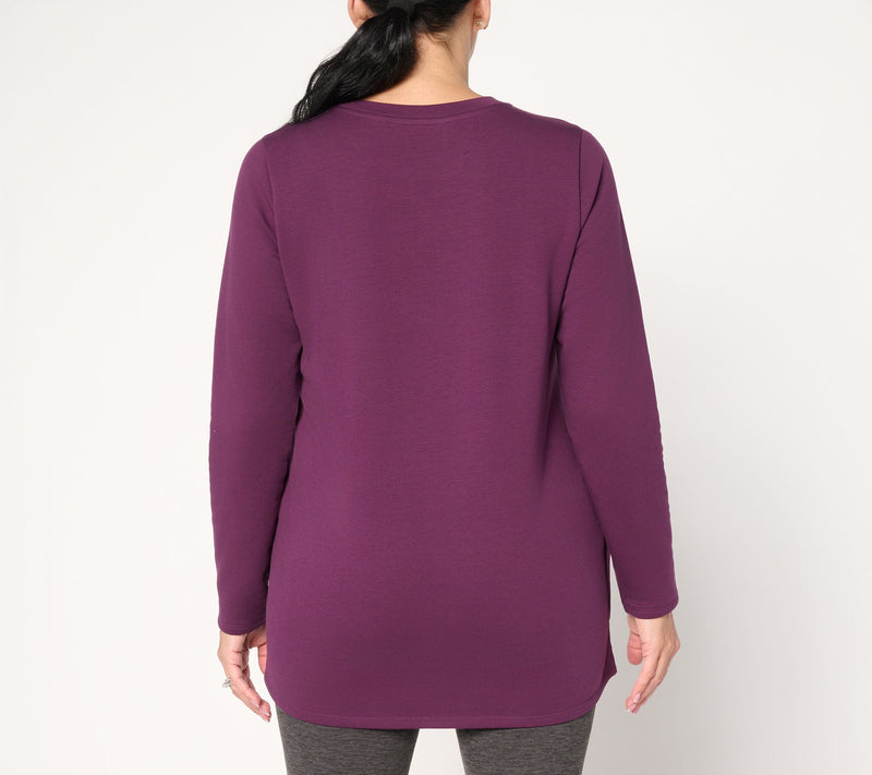 Denim & Co. Active Brushed Back French Terry Tulip Hem Top — View 3
