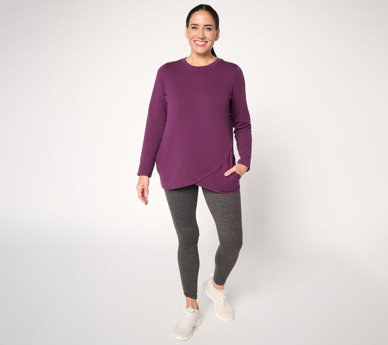 Denim & Co. Active Brushed Back French Terry Tulip Hem Top — View 4