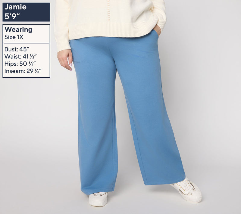 Denim & Co. Active Regular French Terry Wide Leg Pants — View 2