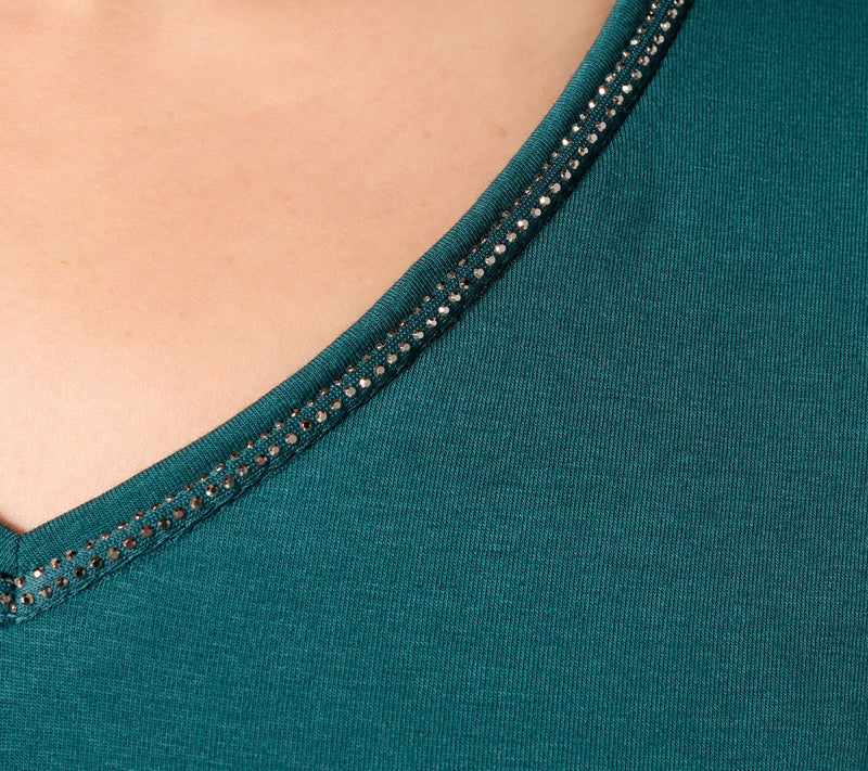 Denim & Co. Regular Favorite Jersey Beaded V-Neck Tunic — View 14