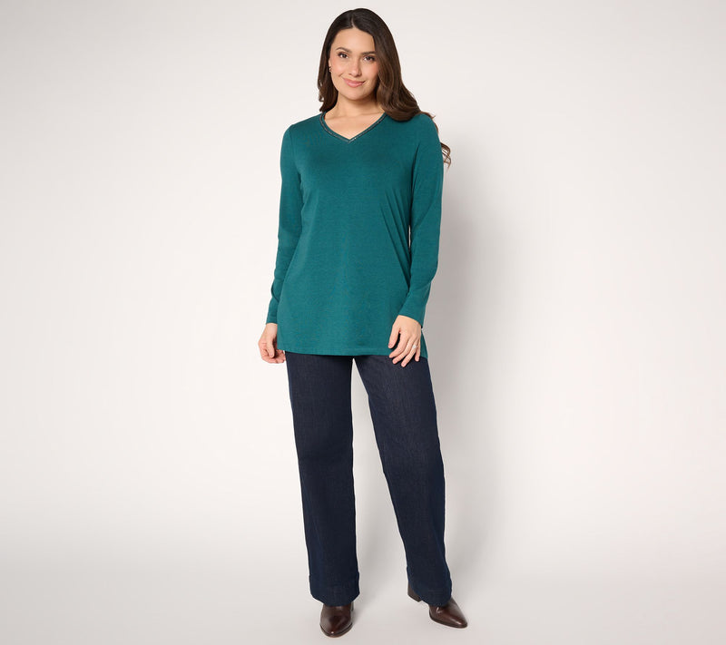 Denim & Co. Regular Favorite Jersey Beaded V-Neck Tunic — View 13